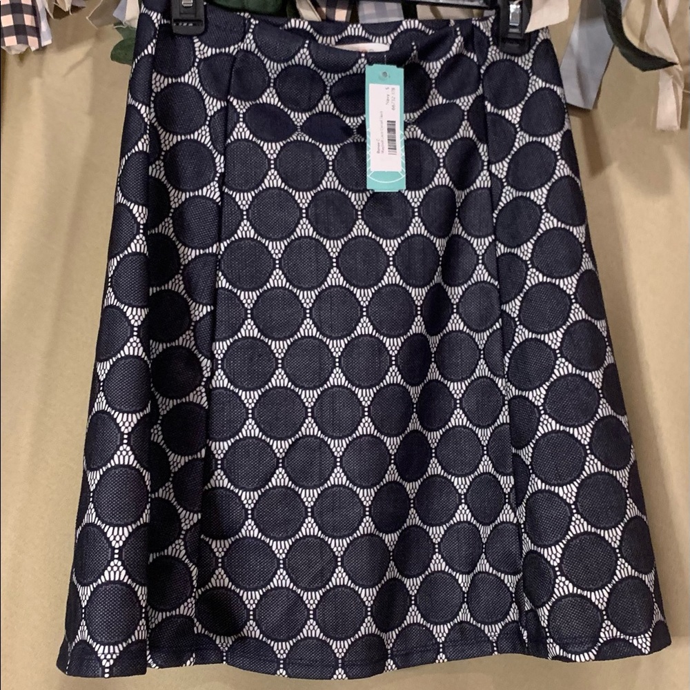 Renee C | Maybell Navy and Lace Detail Skirt | S - NWT